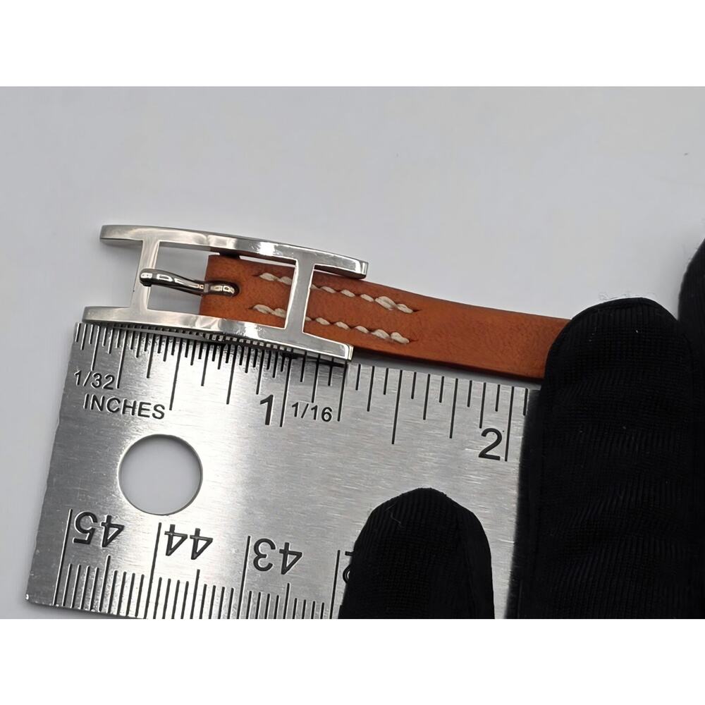 Hermès H Buckle Leather Bracelet Brown Silver Hardware Adjustable France - Picture 6 of 16